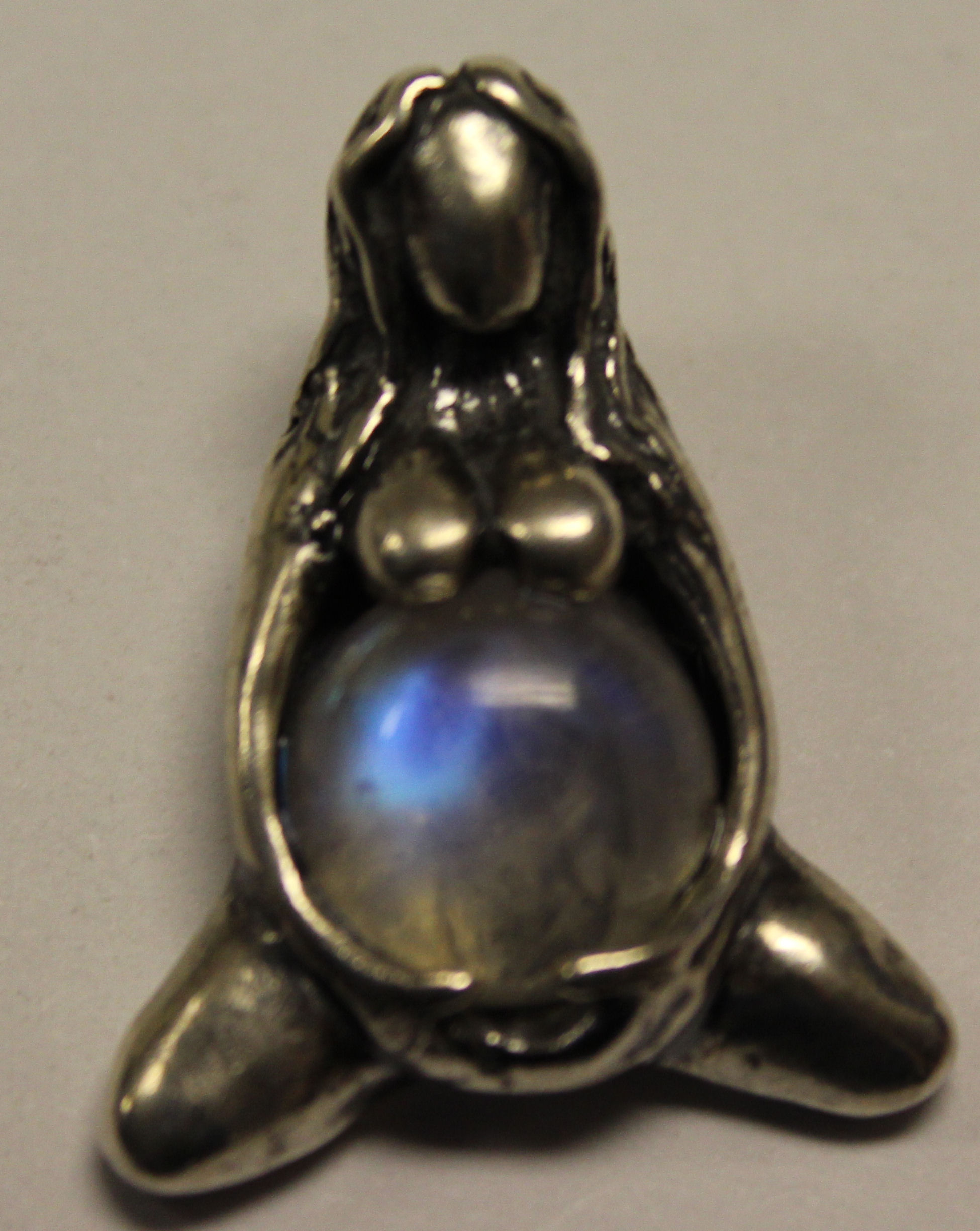  Large Abundance Goddess Pendant W Rainbow Moonstone WSAGL