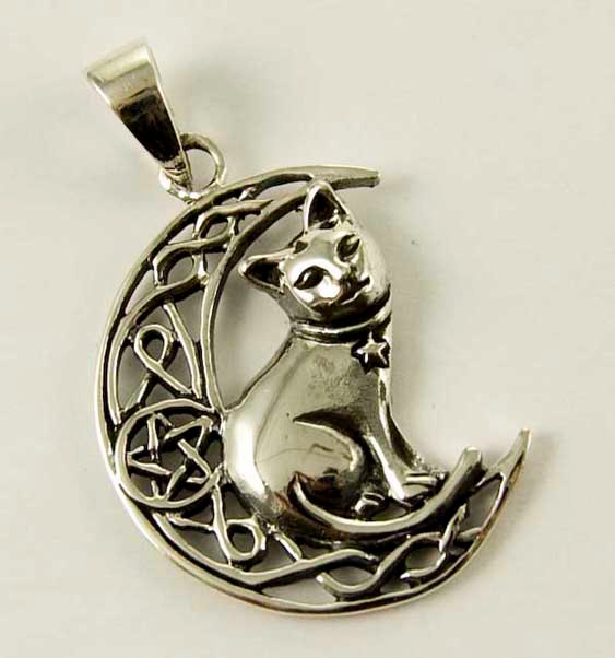 Celtic Cat Pendant ~Sterling Silver 