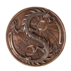 Bronze Double Dragon Alchemy Plaque By Maxine Miller   
