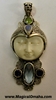 Carved Goddess Face Pendant with Blue Topaz 