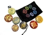 Chakra Stones Set with Sanskrit Symbol & Decorated Pouch 