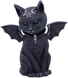 Malpuss Winged Occult Cat Figurine Witchy Cat  by Nemesis Now witchy cat, witchs familiar, witch kitten, black cat, kitten in tea cup, Halloween cat, Orange Tabby Cat in Cauldron Statue