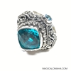 Size 7-Sterling Silver 3 Stone Blue Topaz Ring by Sarda 