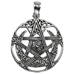 Sterling Silver Cut Out Moon Pentacle Pendant Dryad Designs by Paul Borda 
