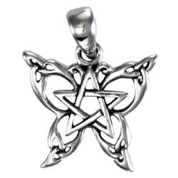 Sterling Silver Small Butterfly Pentacle Pendant Dryad Designs by Paul Borda  