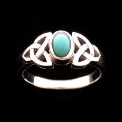 Sterling Triquetra Silver Celtic with Turquoise Ring    