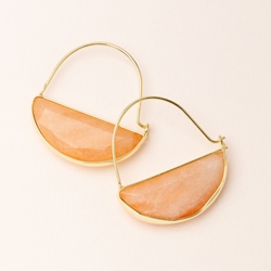 Crystal Prism Hoop Earrings - Sunstone/Gold Stone Prism Hoop Earring - Sunstone/Gold