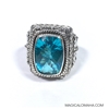 Size 7- Sterling Silver Sunrise Blue Topaz Ring by Sarda 
