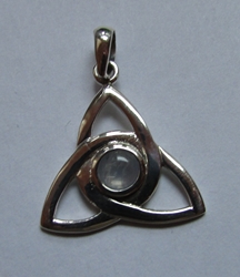 Lovely Triquetra Sterling Silver Pendant w/ Moonstone 
