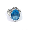 Size 8- Sterling Silver Teardrop Blue Topaz Ring by Sarda 