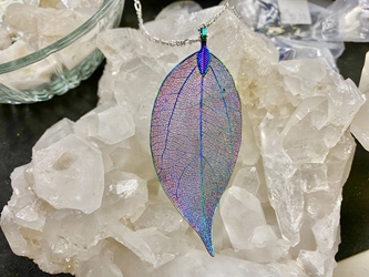 Beautiful Titanium-Covered Leaf Pendant 