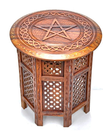 Light Colored Pentacle Wooden Altar Table
