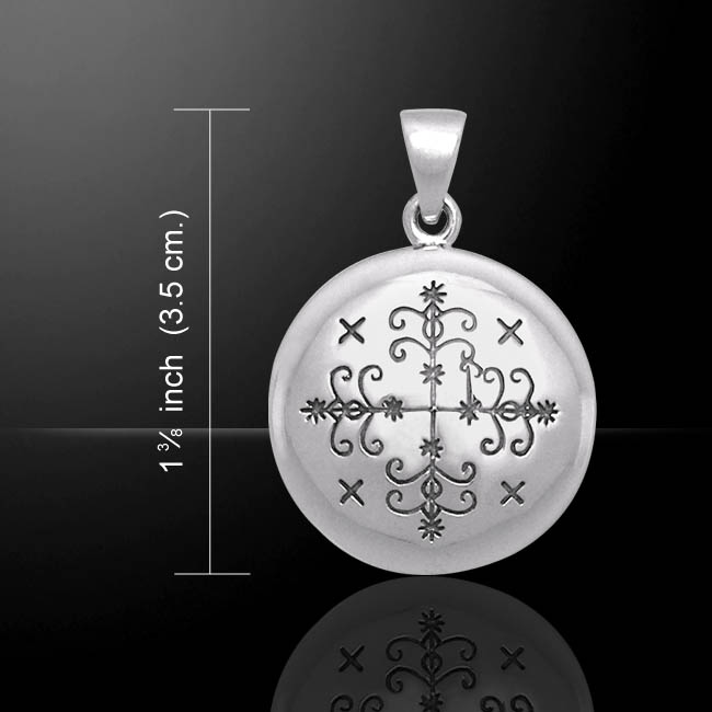 1 Inch Diameter Moonlight Mysteries Bronze Met Kalfou Voodoo Loa Veve Pendant Necklace 