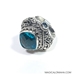 Size 9- Sterling Silver 3 Stone Blue Topaz Ring by Sarda - Sarda-Ring6