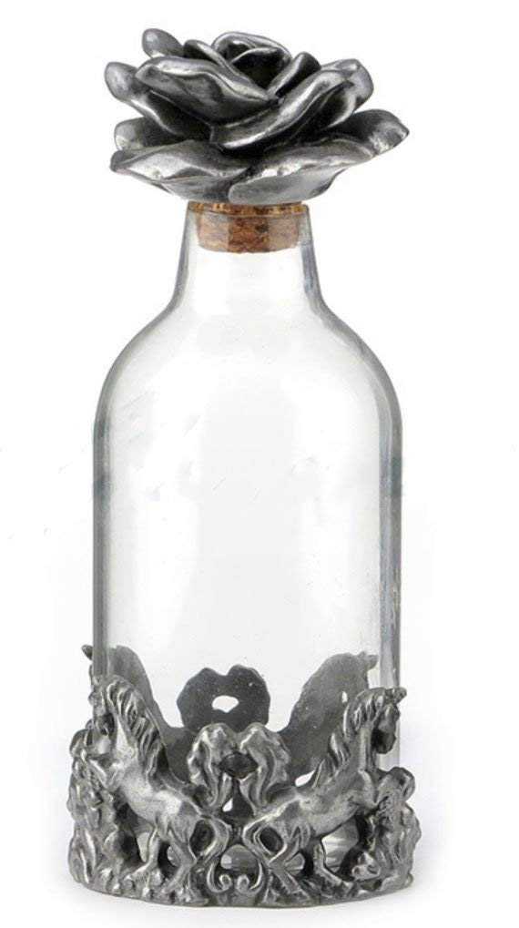 5.25" Unicorn Base Perfume Bottle w/ Rose Cap Fantasy Home Decor 5.25" Unicorn Base Perfume Bottle w/ Rose Cap Fantasy Home Decor