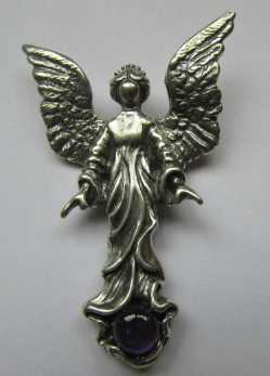 Sterling Silver Angel of Grace Pendant with Amethyst 