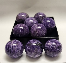 Beautiful Charoite Spheres from Russia for Psychic Ability, Creativity and Crown Chakra. 