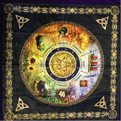 Beautiful Chenille Wheel of The Wiccan Year Altar Cloth with Sabbats  Wheel of The Wiccan Year Altar Cloth with Triple Moon Goddess and Sabbats, altar cloth, altar tool, witchcraft tools, Omaha witchcraft