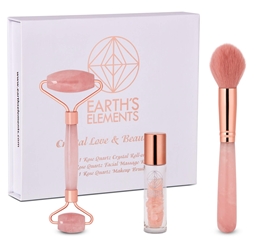 Beautiful Rose Quartz Beauty Set with  massage roller,  makeup brush and  essential oil blend Beautiful Rose Quartz Beauty Set with roller, brush and oil