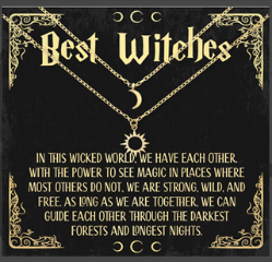 Best Witches Friend Necklace Set of Moon and Sun Necklace Best Witches Friend Necklace Set of Moon and Sun Necklace