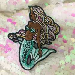 Black Mermaid Iron On Patch Patch - Mermaid Patch, Black Mermaid Iron On Patch