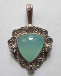 Blue Chalcedony and Topaz Pendant by Offerings Sterling Silver 