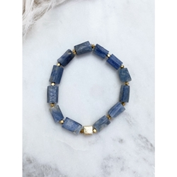 Blue Kyanite Semi Precious Stretch Gemstone Bracelet    Hard to Find! Phosphosiderite Semi Precious Stretch Gemstone Bracelet  
