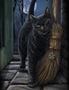 Brush with Magic Canvas Art Print by Lisa Parker Brush with Magic Canvas Art Print by Lisa Parker, black cat and broom, witches familiar