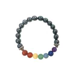 CHAKRA WITH HEMATITE 8mm Beaded Crystal Stone Bracelet    CHAKRA WITH HEMATITE 8mm Beaded Crystal Stone Bracelet   