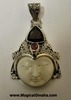 Carved Goddess Face Pendant with Triangle Garnet  