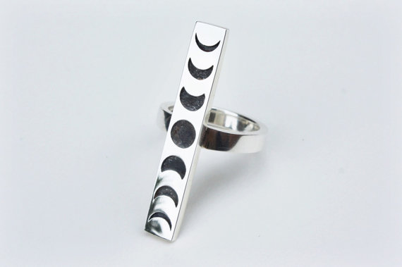Bold Incredible Sterling Silver Moon Phase Ring  