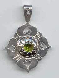 Stunning Lotus Heart Pendant with Peridot  