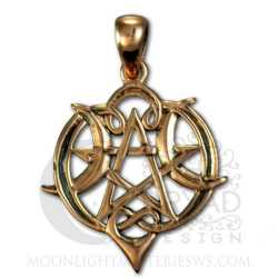 Copper Small Heart Pentacle Pendant 