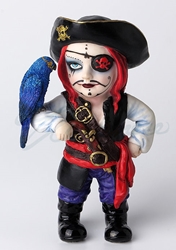 Cosplay Kids Figurines- Pirate Captain With Eye Patch And Parakeet 