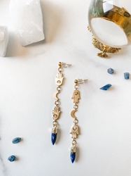 Divinity Earrings - Lapis Lazuli Bohemian Duster Earrings Bohemian Jewelry, Boho Jewelry, Eclectic Jewelry, Bohemian Earrings, Emerald Sun Earrings