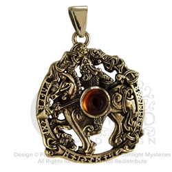 Dryad Design Bronze Odin Pendant with Amber 