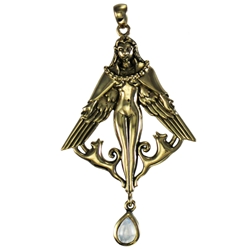 Dryad Designs Bronze Freya Pendant w/ Amethyst, Amber or Moonstone 