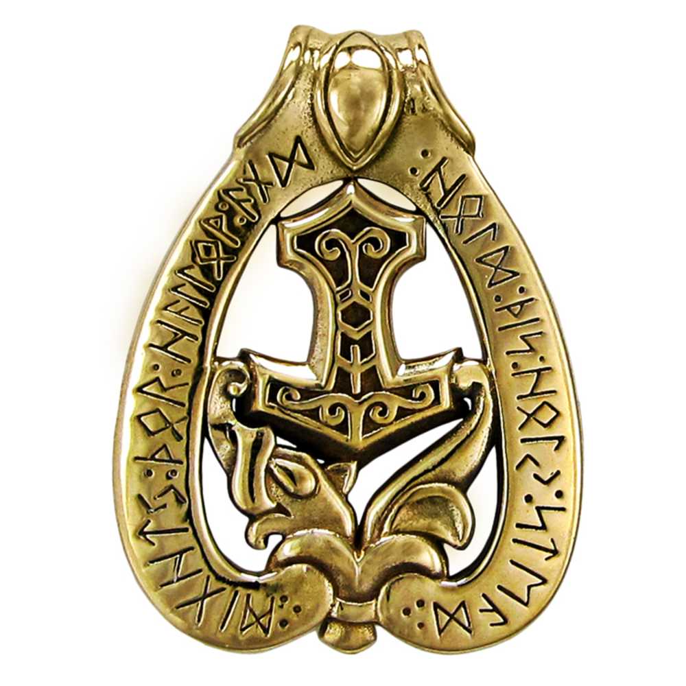True Mjolnir Rune - Dryad Designs Bronze Hammer Thor's Mjolnir Rune Pendant #ZPD-4078