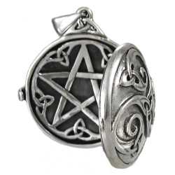 Dryad Designs Celtic Swirl Locket  w/ Hidden Pentacle- Silver  