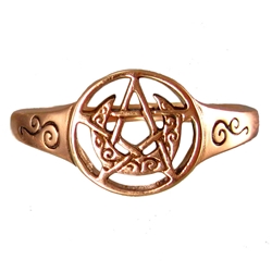 Dryad Designs Copper Crescent Moon Pentacle Ring 