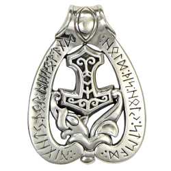  Dryad Designs Silver Dragon Hammer Thor's Mjolnir Rune Pendant  