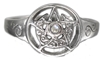 Dryad Designs Sterling Silver Crescent Moon Pentacle Ring with Rainbow Moonstone 