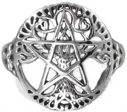 Dryad Designs Sterling Silver Cut Tree Pentacle Ring 