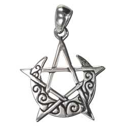 Dryad Designs Sterling Silver Small Crescent Moon Pentacle Pendant  