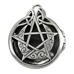Dryad Sterling Silver Crescent Moon Pentacle Aromatherapy Locket Dryad Designs  