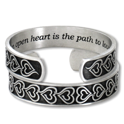 Eves Heart Bracelet with inscription  "An open heart is the path to love"  