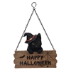 Happy Halloween Black Kitten Sign witchy cat, witchs familiar, witch kitten, black cat, kitten in tea cup, Halloween cat, Happy Halloween Black Kitten Sign