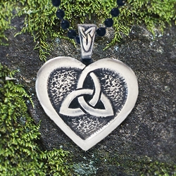 Heart of the Celts - Triquetra and Heart Celtic Knot Pendant Inscription: "Love" 