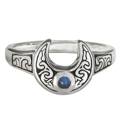 Horned Moon Ring with Rainbow Moonstone by Dryad Designs 