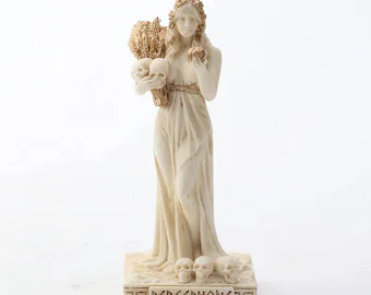 Ivory Gold Finish Persephone Goddess Mini Statue Hand Painted  3 1/2" 